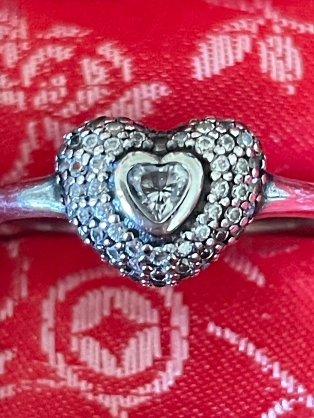 Pandora diamond heart ring 925 silver, size 7 US/54 mm EU